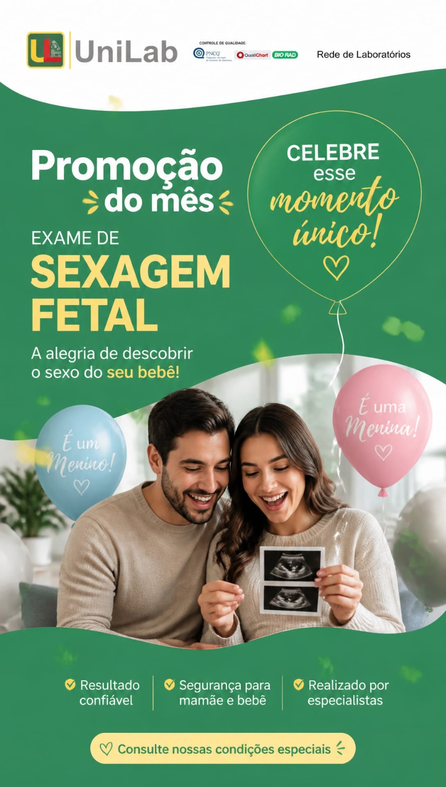 Promoção do mês: exame de sexagem fetal no UniLab